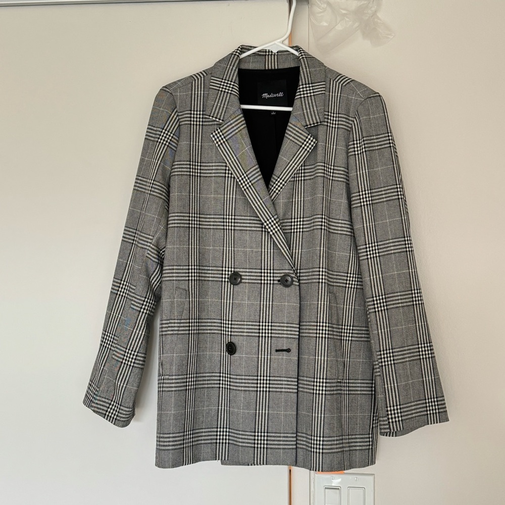 Madewell Women Blazer Jacket Plaid Size L